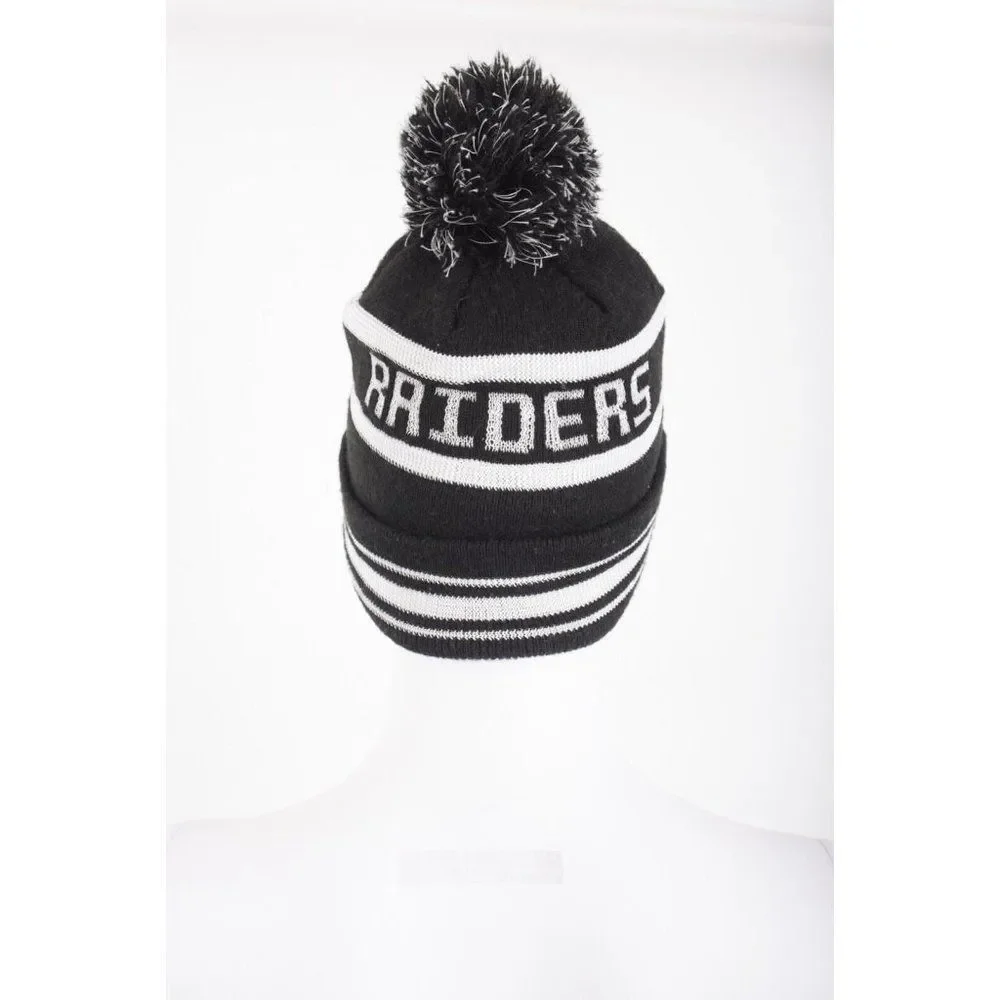 New Era NFL Unisex Oakland Las Vegas Raiders Black White Knit Hat Winter Hat_4